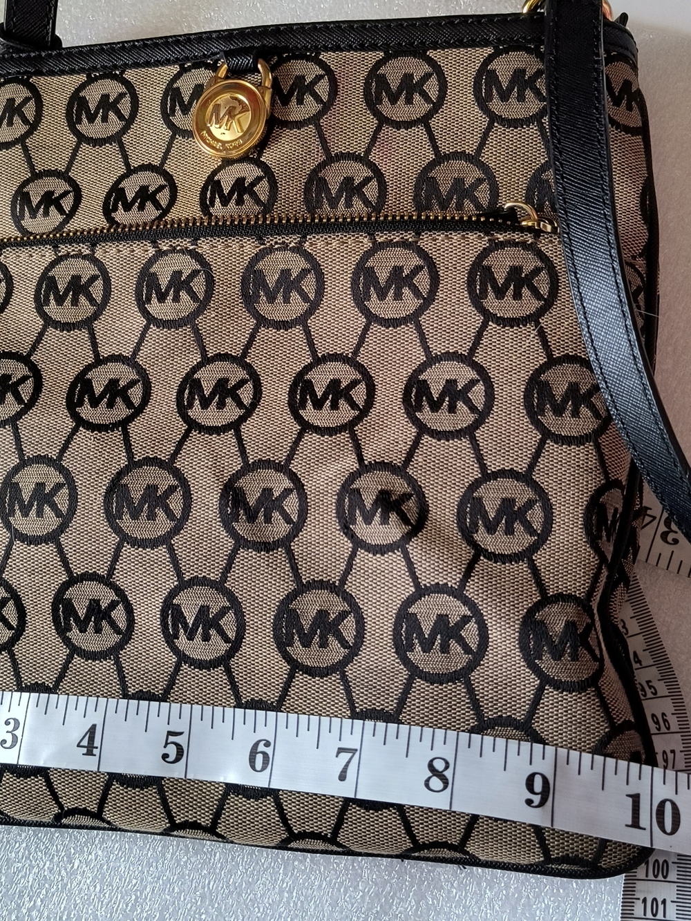 Michael Kors Beige and Black Logo Crossbody Bag